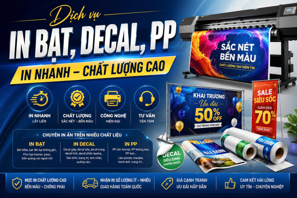 Dịch Vụ In Bạt, Decal, PP
