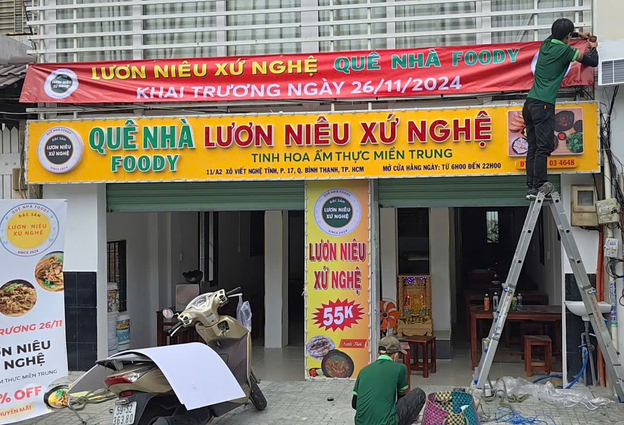Bảng hiệu quán ăn Bình Thạnh chữ nổi mica